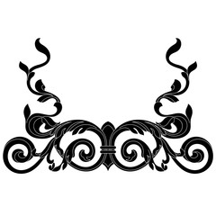 Vintage baroque frame scroll ornament engraving border floral retro pattern antique style acanthus foliage swirl decorative design element filigree calligraphy vector