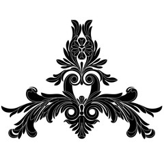 Vintage baroque frame scroll ornament engraving border floral retro pattern antique style acanthus foliage swirl decorative design element filigree calligraphy vector