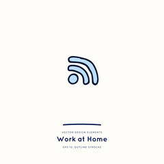 WiFi sign. Vector illustration. Design for stickers, poster, social media post. Positive doodle icons, home elements. Isolated on white background. 