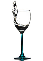 wine glass with water on white background