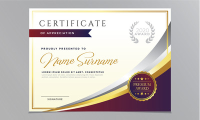 stylish modern elegant certificate of achievement award template design vector illustration