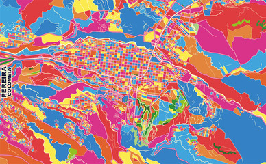 Fototapeta na wymiar Pereira, Colombia, colorful vector map