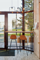 Interior with huge Windows in all growth.