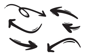 Hand drawn arrows set. Vector doodle icon.