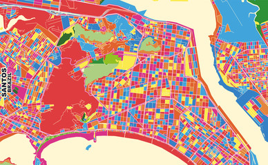 Santos, Brazil, colorful vector map
