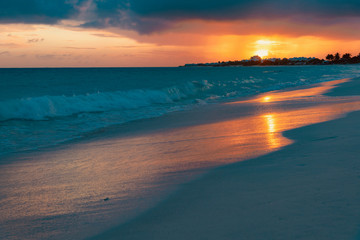Fototapeta na wymiar colorful tropical sunset on Anguilla island Caribbean sea