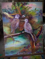art   oil painting  birds nest  , Contemporary art 