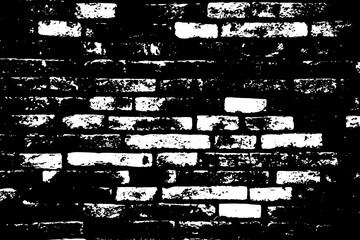 Grunge black texture as brick wall shape on white background (Vector). Use for decoration, aging or old layer