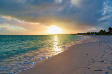 colorful tropical sunset on Anguilla island Caribbean sea