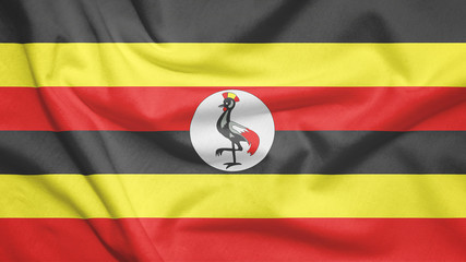 Uganda flag with fabric texture