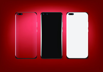 Front flat mock-up smartphone Pro  blank white and transparent screen vector illustration iOS and Android phone 