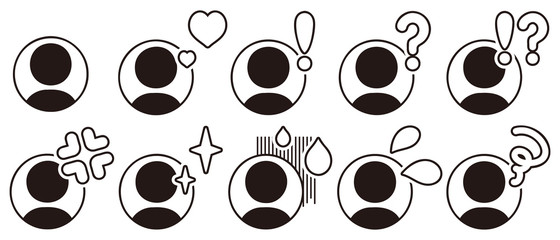 人物アイコンと感情表現マークのセット