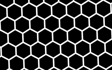 White honeycomb on a black background. Isometric geometry. 3D illustration