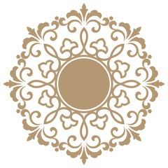 Decorative frame Elegant vector element for design in Eastern style, place for text. Floral beige border. Lace illustration for invitations and greeting cards