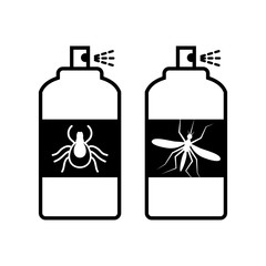 Mosquito and tick spray bottle icon. Insect stop