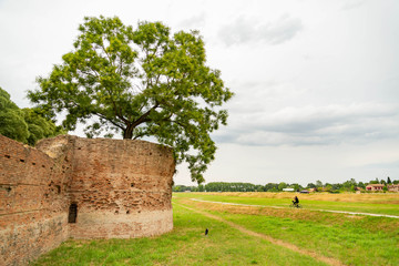 Ferrara city walls and bastions view Emilia Romagna Italy