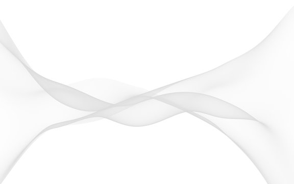 White abstract background. Fluttering white scarf. Waving on wind white fabric. 3D illustration © Plastic man