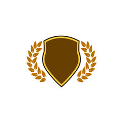 Blank Shield with laurel wreath icon isolated on white background