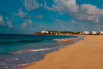 tropical beach panorama Anguilla island Caribbean sea