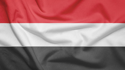 Yemen flag with fabric texture