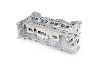 Bottom view of a Cylinder head machined for a 16 valve gasoline engine compliant with european anti-pollution regulations