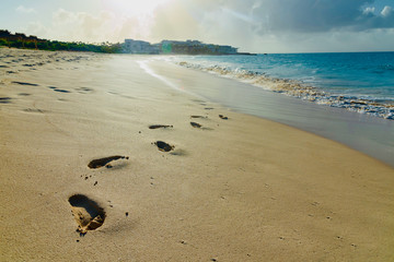 tropical beach panorama Anguilla island Caribbean sea