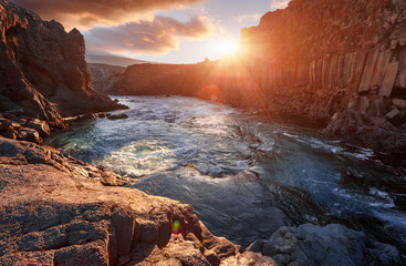 Scenic image nature of Iceland. Amazing tipical Icelandic scenery in summer. The most beautiful...
