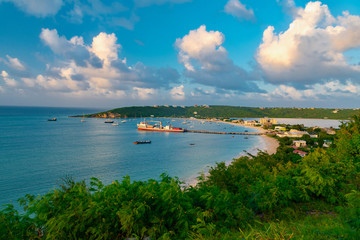 tropical beach panorama Anguilla island Caribbean sea