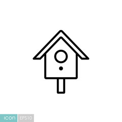 Nesting box or birds house vector icon