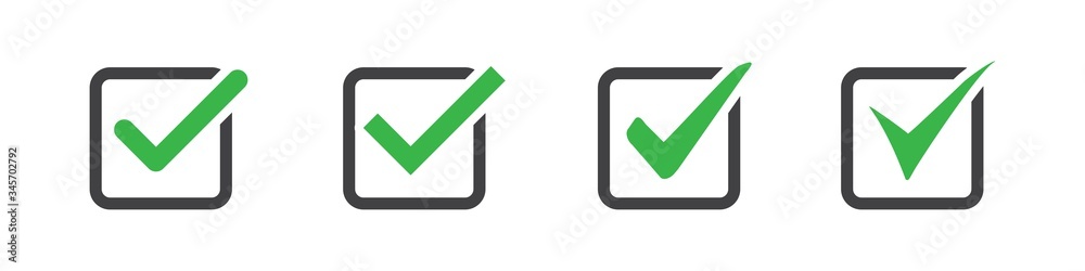 Aufkleber set of check or tick icon on a white background