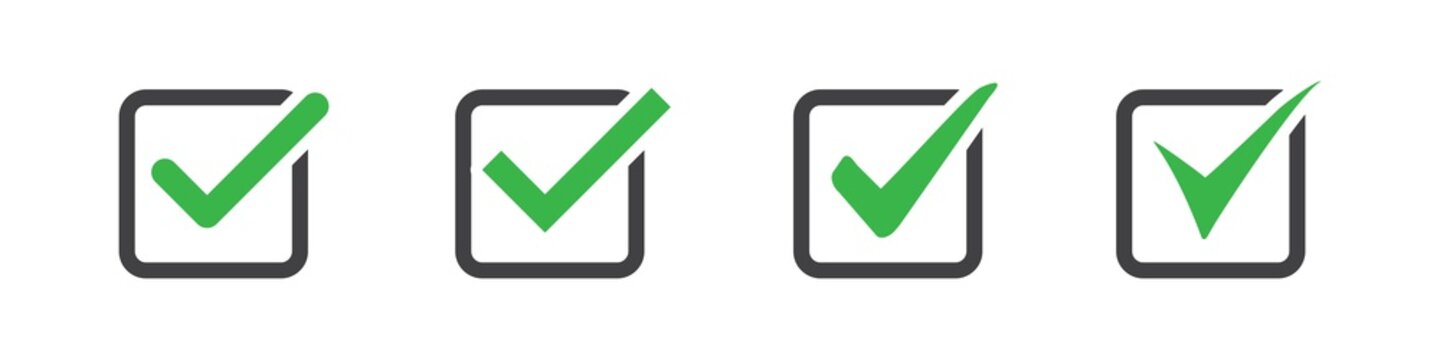 Set of check or tick icon on a white background