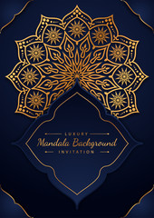 Luxury Mandala Background invitation golden card