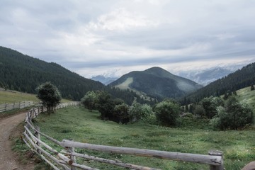 Fototapeta na wymiar mountain landscape with a fence