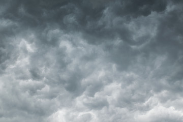 Panorama of the heavy storms, dark clouds going to rain.