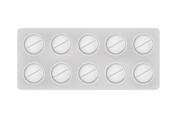 Medical pills. Set of medical round pill and capsules in mockup style. 