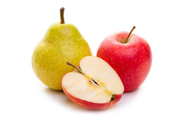 Apples and pears. Isolate on a white background.
