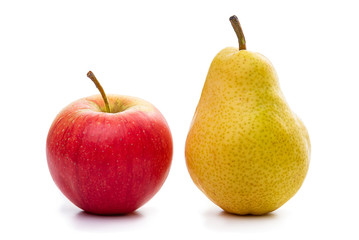 Apples and pears. Isolate on a white background.
