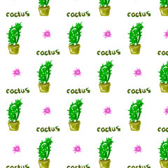 hand drawn cactus pattern. Digital graphic. Great for decorating textiles, fabrics