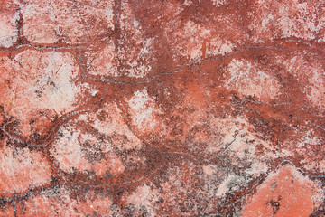 Element of old stone and concrete wall red, black and gray color. Perfect grunge textured background. Copy space. Rough wallpaper.