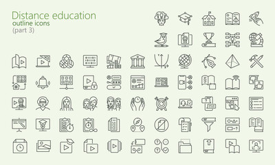 Distance learning outline iconset (part 1) for web, mobile app, presentation and other. Was created with grids for pixel perfect.