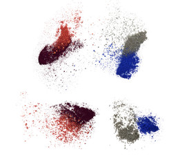 glitters with mixed colors,gray-blue,red-red on isolated white background