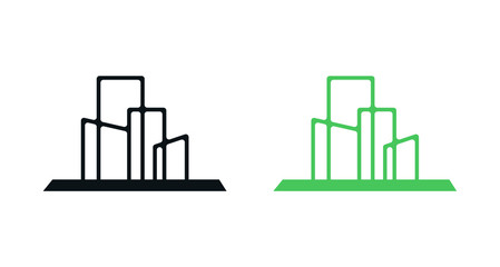 creative symbol concept. Finance center, city downtown, street skyline abstract business logo. Modern.