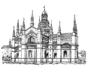 Fototapeta premium Italy - Certosa di Pavia, apse of the church connected to the monastery built in Gothic and Renaissance style in the 15th century