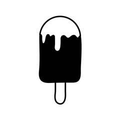 Isolated ice cream with stick silhouette style icon vector design