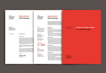 Minimal Resume Set Layout with Red Accent