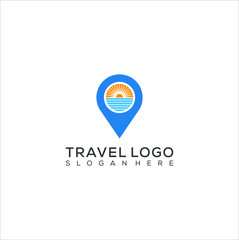 Travel logo design icon vector template. Travel destination vacation trip symbol graphic