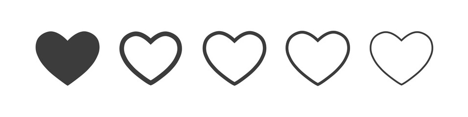 Heart vector icons. Vector set heart shape . Valentine's Day , medicine concept . Love passion concept. Romantic design. Gray hearts in the white background. Vector illustration