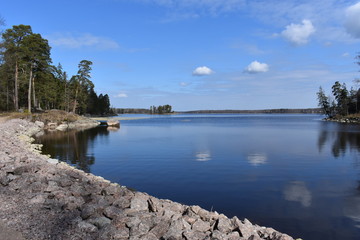 The rocky shore of the Vyborg Bay.