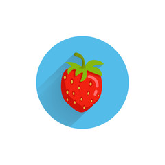 strawberry colorful flat icon with long shadow. strawberry fruit flat icon