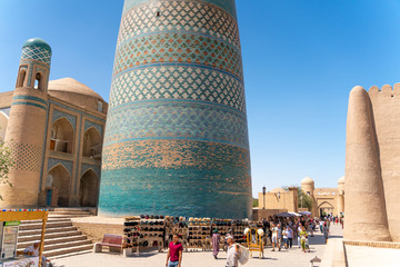 Khiva/Uzbekistan:08.20.2019-The view o famous bazaar street in Khiva